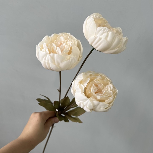 3 Huvuden Pion Kärnad Pion Konstgjord Blomma Falsk Ros Bröllop Vardagsrum Dekoration Champagne One Size