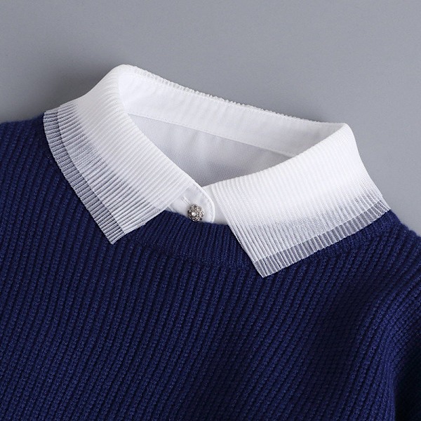 Dame falsk krage Avtakbar halv genser dekorasjon vinter Organ yarn collar [white]]