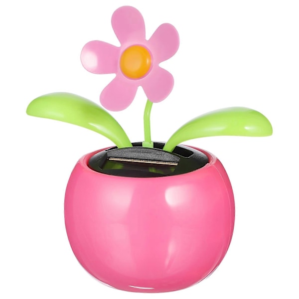 Dansende Solar Blomst Bilpynt Solcelledrevet Glad Dansende Blomst i Potte (Pink)
