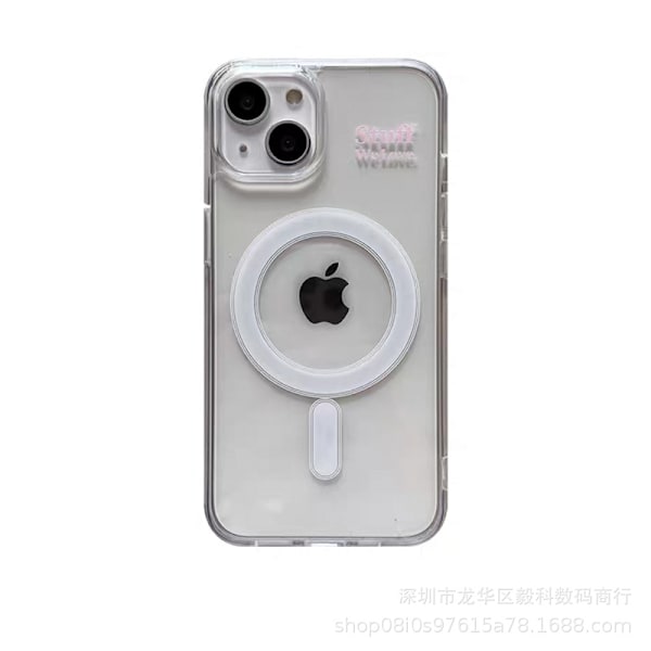 Skal för iPhone 16 Pro Max Rosa transparent magnetiskt skal Koreansk nisch Fjäril Magnetisk läder korthållare