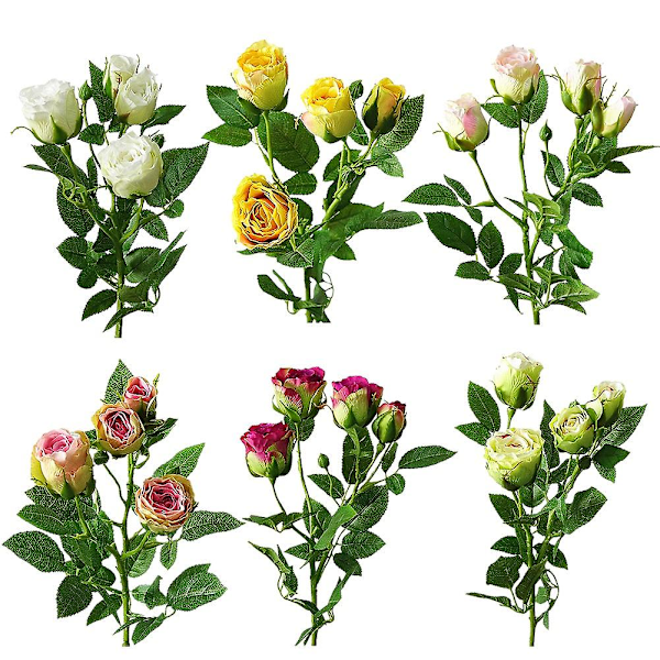 1 st Konstgjord Blomma Ros Trädgård DIY Scen Party Bröllop Högtid Hantverk Dekor Light yellow