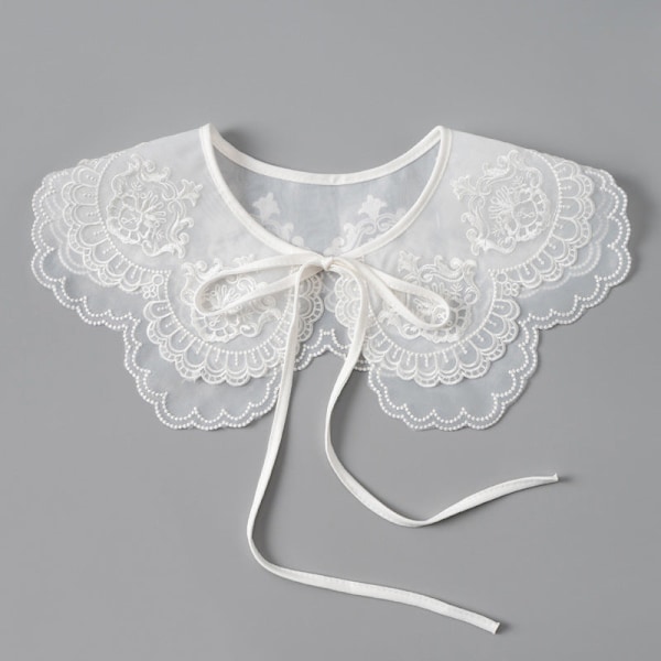 Lös krage för damer, avtagbar halv sommar-one-suit White【 lace-up]]
