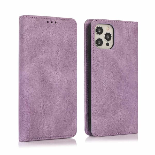 Etui til iPhone 16E/ SE4 Lys lilla Magnetisk Flip Wallet med Kortholder