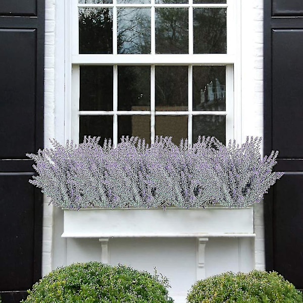 4 stk. Kunstige Blomster Flocked Plast Lavendel Bukett Fake Planter Bryllup Brudebukett Innendørs Utendørs Hjem