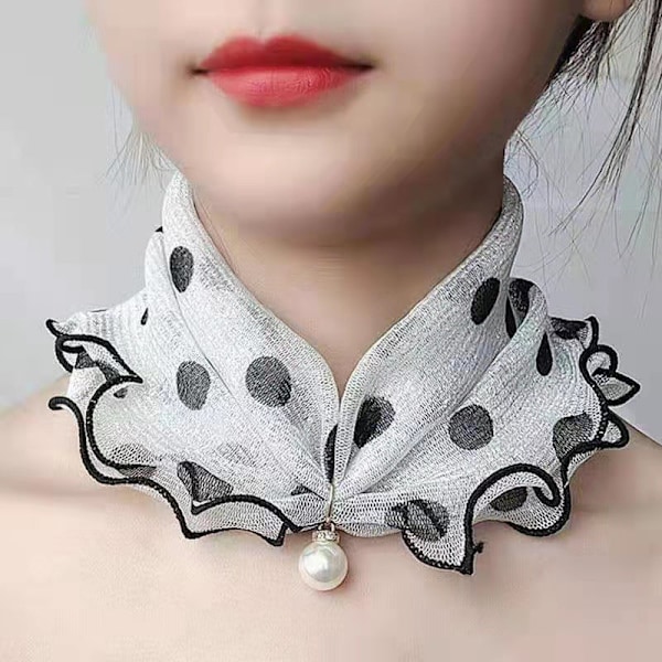 Dame falsk krage Avtakbar halv Håndkle Mesh Skjerf Perle Ska 1 elegant and moving Scarf size