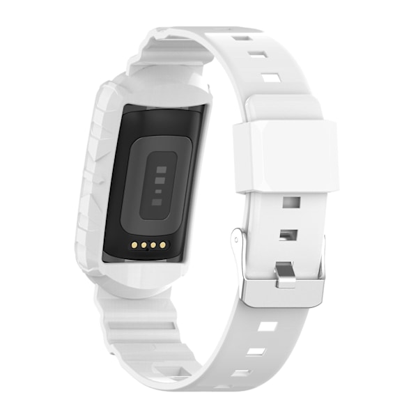 Vit Vit Silikon One Body Armor Klockarmband kompatibelt med Fitbit Charge 4 SE, kompatibelt med Fitbit Charge 4 SE