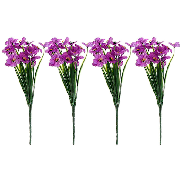 1 Set 4 st Simulerade Violetta Blommor Blomsterarrangemang Dekorationer Konstgjorda Blommor
