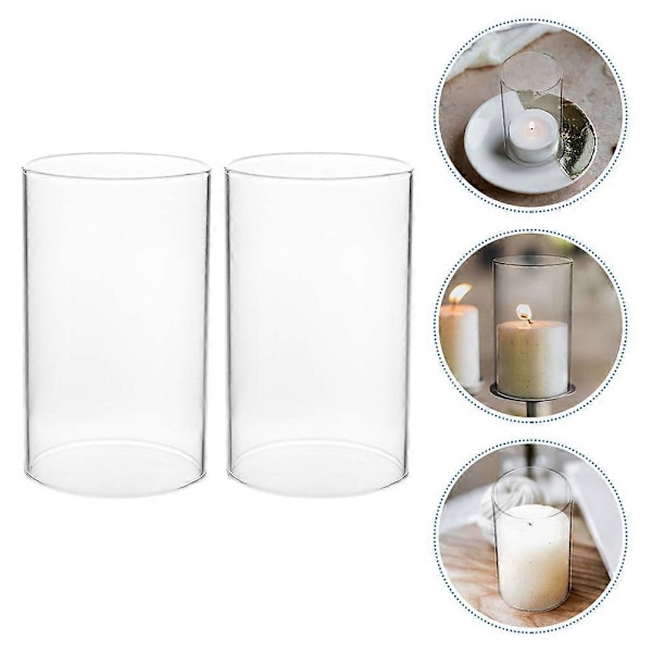 2 Glas Skorsten Rör Ljusstakar Cylinder