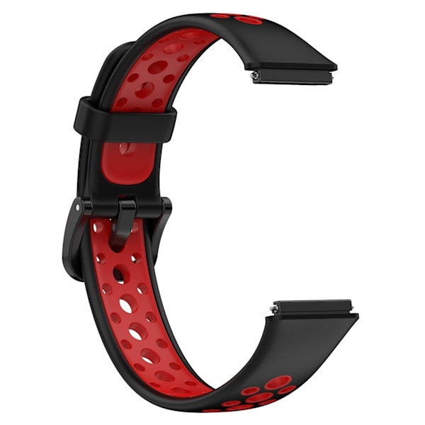 Sort Rød Sort Rød Åndbar Silikone Urrem kompatibel med Huawei Band 7 / 7 Nfc