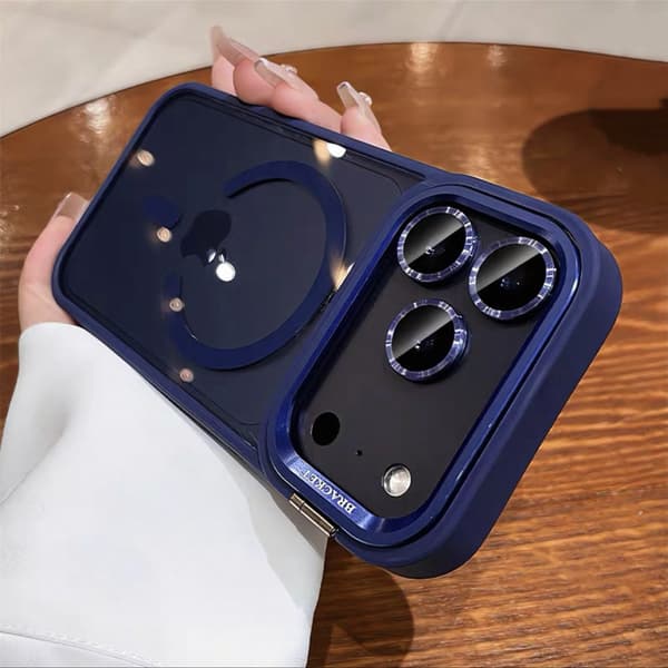 Etui til iPhone 13 Magnetisk Stativ Linsedetalj Snor Mørkeblå Noz29864