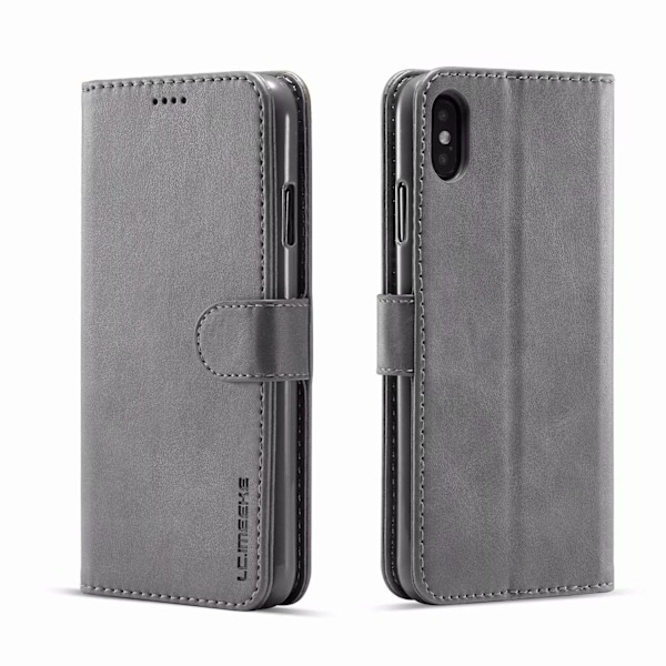 Etui til iPhone 14 Plus/iPhone 14 Max grå Wallet med kortholder Flip Kalveskind