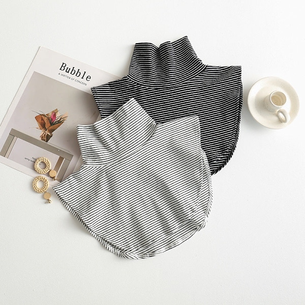 Dame falsk krage Avtakbar halv Avtakbar Vinter Termisk Black stripes