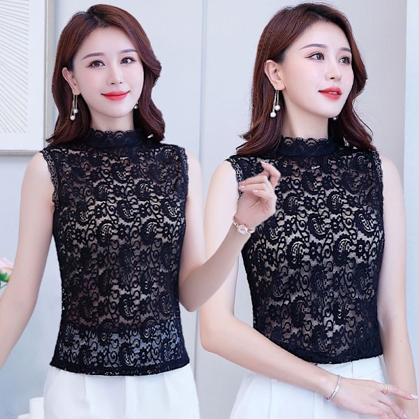 Dame falsk krave Efterår Blonde Camisole Undertøj Beau Trendy Paisley white【 26082]] M47-55kg