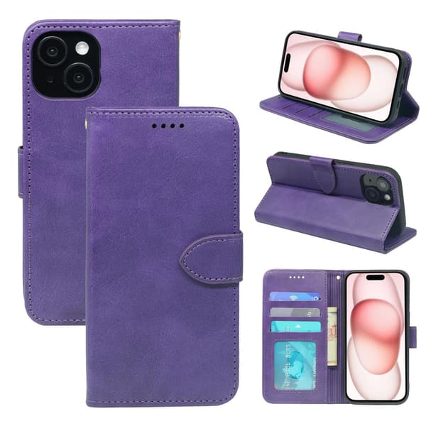 Etui til iPhone iPhone 16 Lilla Magnetisk læder fotoramme