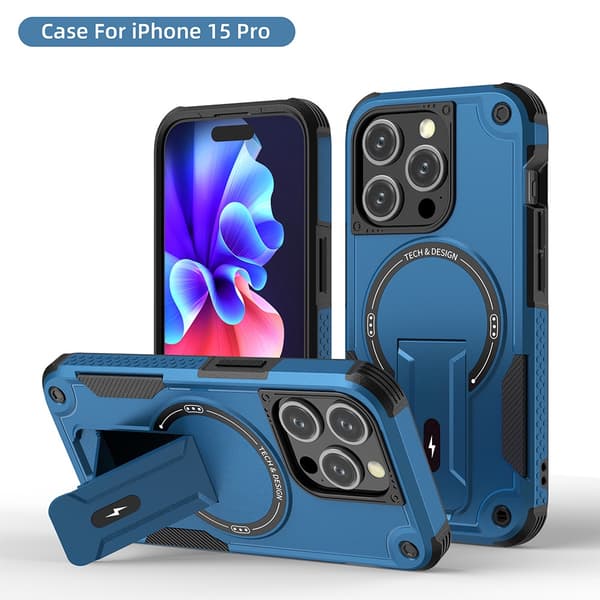 Etui til iPhone 16 Pro Max Magnetisk Stand Blå Noz30233