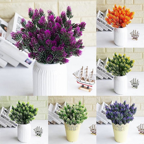 Kunstig Blomst Livagtig Anti-fade Plastik Simulation Cypresblad til Hjemmet Yellow