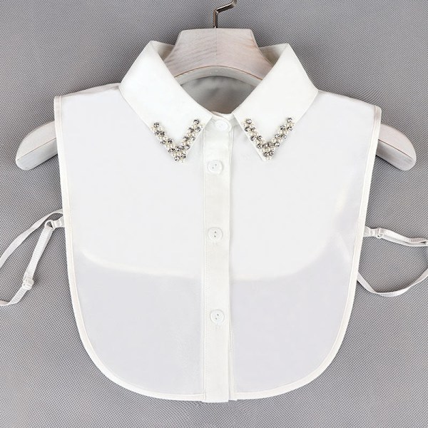 Dame falsk krage Chiffon Avtakbar Krage Anti-rynke Whi Chain plum blossom chiffon white