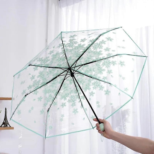 Transparent Automatisk Paraply Dame Paraply Foldbar Parasol Til Regn Og Sol Vindtæt Dame Regn Paraplyer green