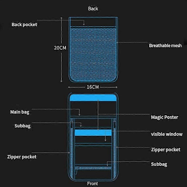 Rejseopbevaring Messenger Pas Taske Multifunktionel RFID Tyverisikring Hængende Hals Dokument Taske Kort Taske, Størrelse: 21x16cm