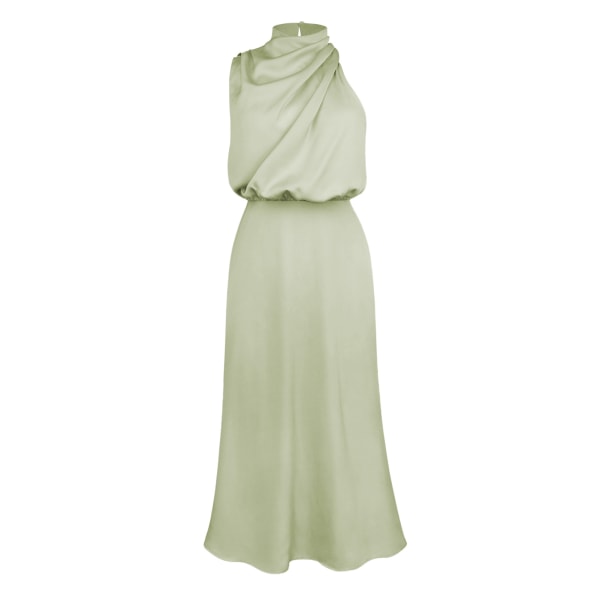 Socialite Bröllopsbrudtärna Klänning Mellanlång Klänning Halter Satin Aftonklänning GQQT067 light green M