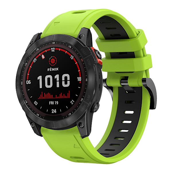 Limegrønn   Svart Limegrønn   Svart Tofarget Silikonklokkereim kompatibel med Garmin Fenix 7x