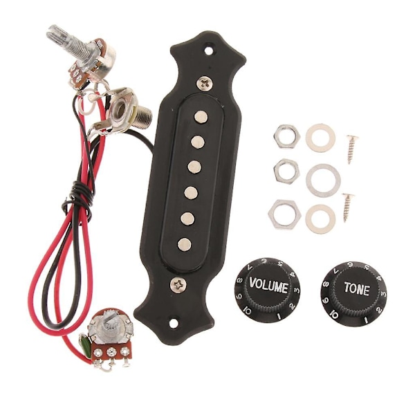 Ferdigkablet 6 Strengs Single Coil Gitar Pickup med Volum- og Toneknotter Potmeter