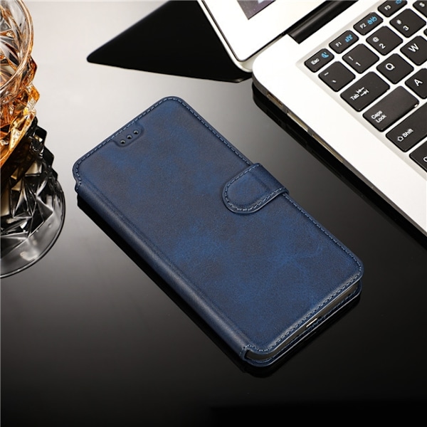 Etui til iPhone 16E blå Flip stand