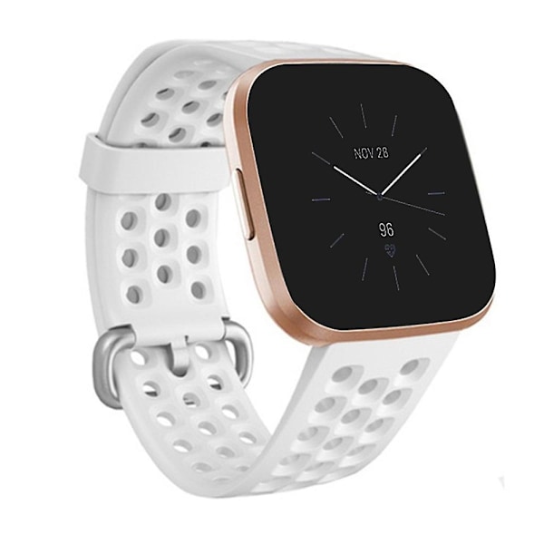 Vit Vit kompatibel med Fitbit Versa 2 Andningsbart Silikon Armband (vit) kompatibel med Fitbit Versa 2