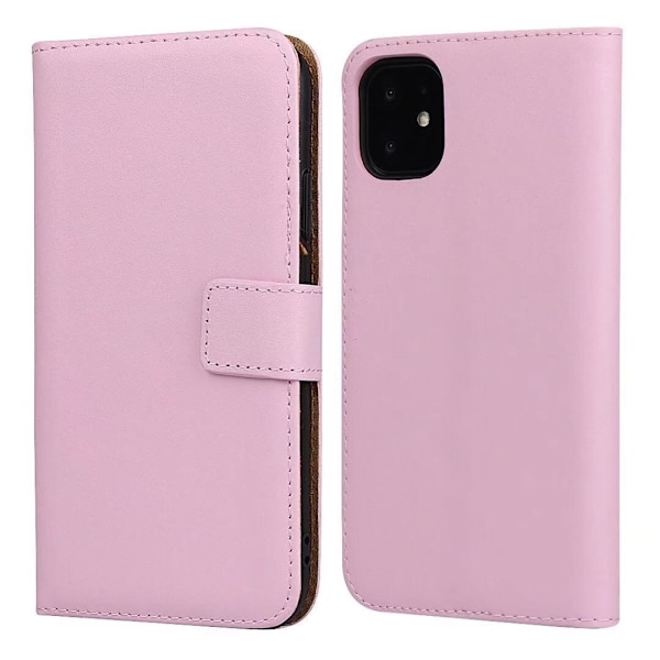 Etui til iPhone 14 Plus pink Kalveskinds Flip Wallet med Kortholder