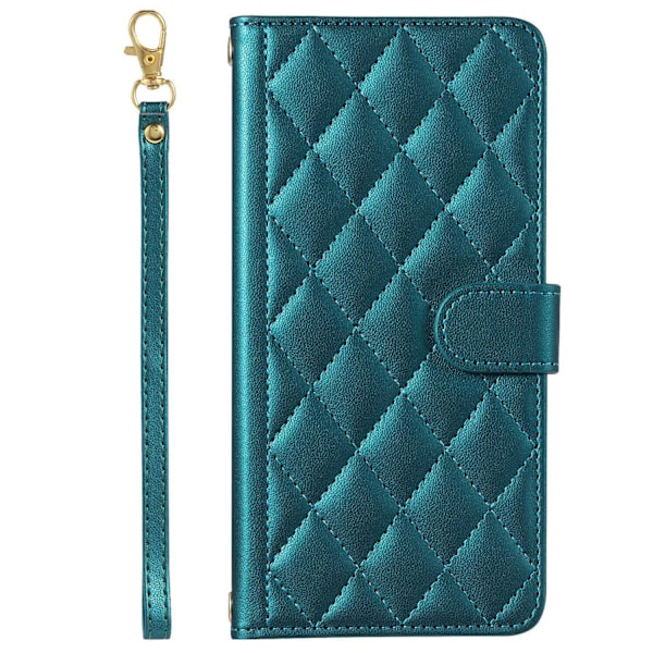 iPhone 16 vihreä suojakotelo [lyhyellä narulla] ins Käännettävä lompakko korttipidikkeellä ja crossbody-hihnalla
