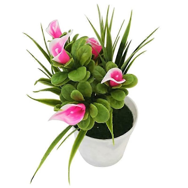 Kunstig bonsaiplante i plastik, falsk plante, kunstig potteplante, blomst, bolig, kontor, have, festdekoration Pink