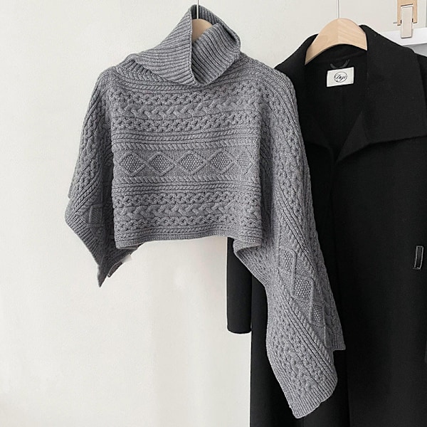 Dame falsk krave Aftagelig halv Turtleneck Pullover Strikket Black 120cm