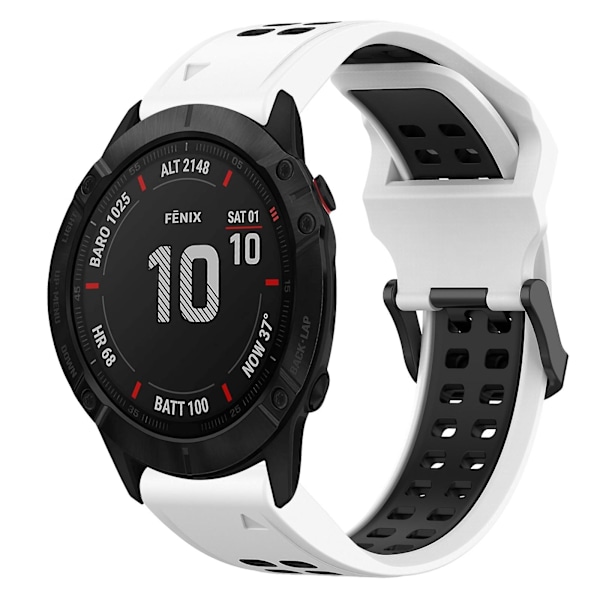 Hvid Sort Hvid Sort 26mm To-farvet Silikonerem kompatibel med Garmin Fenix 6X