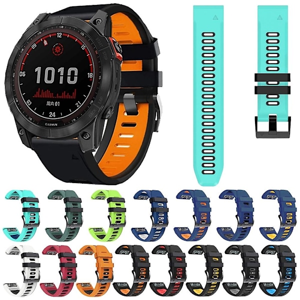 Orange Sort Orange Sort Silikone Urrem kompatibel med Garmin Epix Gen2
