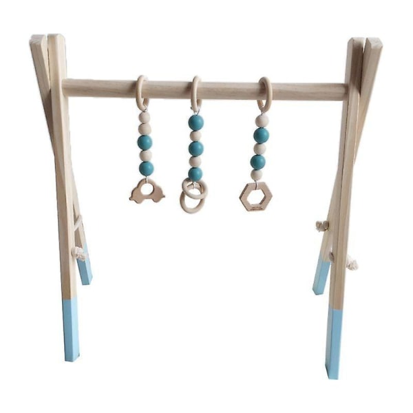 Nordic Style Baby Gym Play Ram Nursery Sensory Ring Pull Toy - Träställ Blue