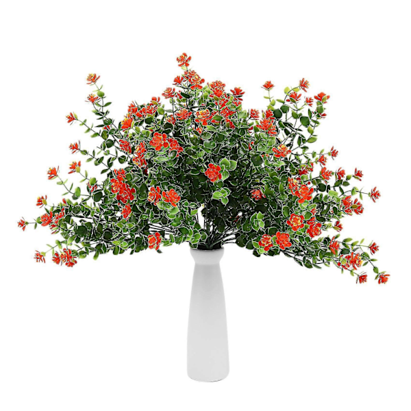 24 stk. Kunstige Blomster UV-resistente Planter, 8 Grene Falske Plastik Grønne Buske Plante