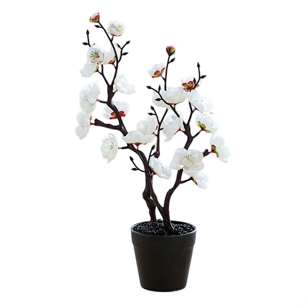 Konstgjord Bonsai Två Grenar Dekorativ DIY Plommonblom Fake Blomkruka Hem Rum Dekoration White A