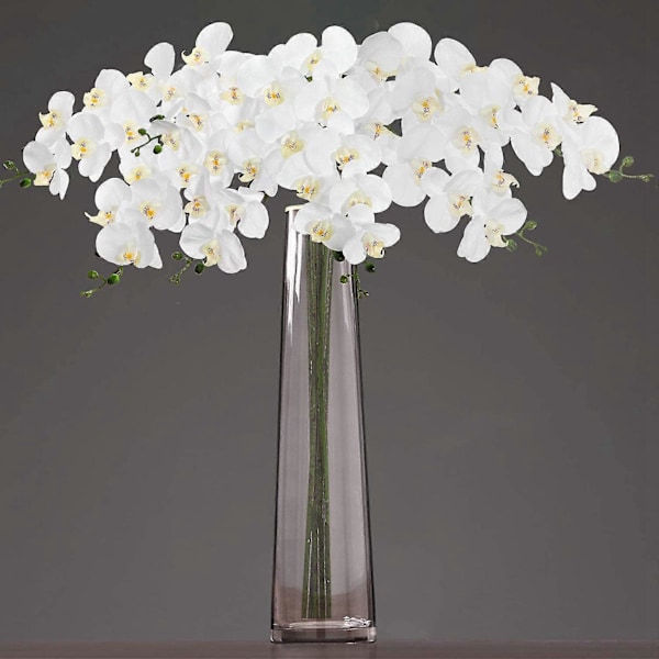6 st 96 cm Konstgjorda Real Touch Orkidéblommor 9 huvuden Latex Phalaenopsis Stjälkar För DIY Bröllop
