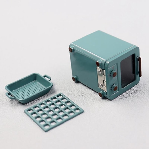 Ny 1/6 eller 1/12 skala miniatyr dockhusugn kompatibel med dockhus, blå