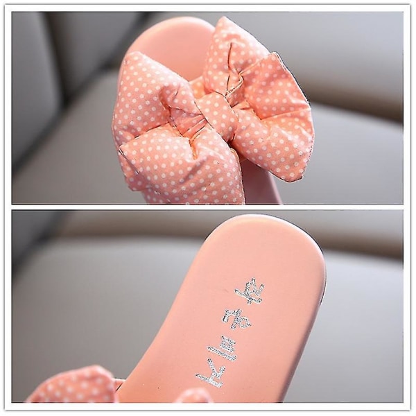 Nytt koreanskt mode för barn sommarskor Flickor Sweet Dots Printing Rosett Tofflor Antiglid sandaler