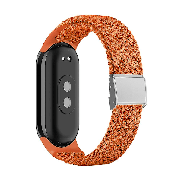 Oransje Oransje Nylon Flettet Stålspenne Klokkereim kompatibel med Xiaomi Mi Band 8