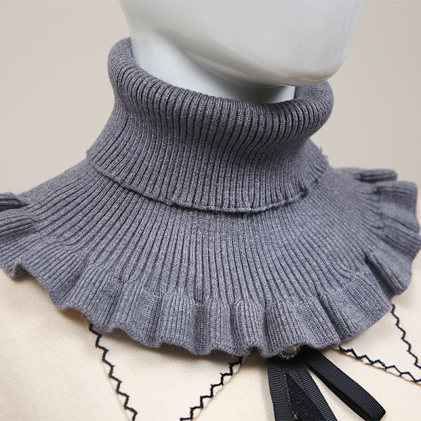 Dame falsk krage Avtakbar halv Skjerf Skjerf Hals Termisk H Medium Gray