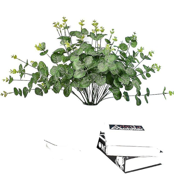 Simulering 16-gren Eucalyptus Penger Simulering Blomst Bryllupshall Dekorasjon Falsk Blomst Pengergress blue