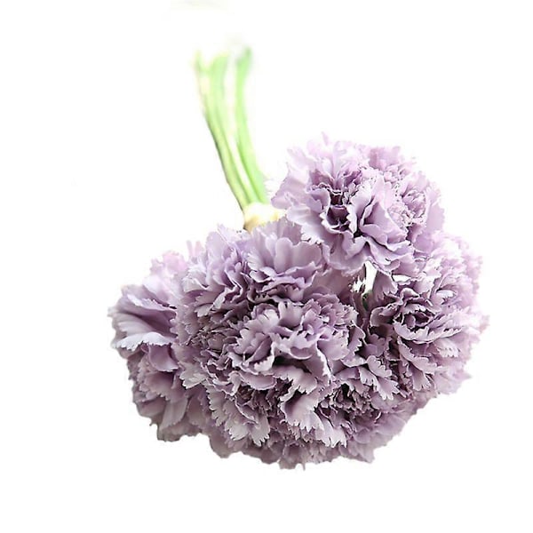 1 Bukett Charmig Falsk Blomsterbukett Portabel Konstgjord Sidenblomma Bröllopsrekvisita Konstgjord Nejlikheminredning Purple