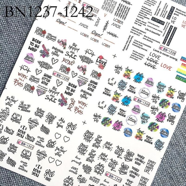 Sexig Nail Art Sticker Set-skriva bokstäver mönster A1513-1518