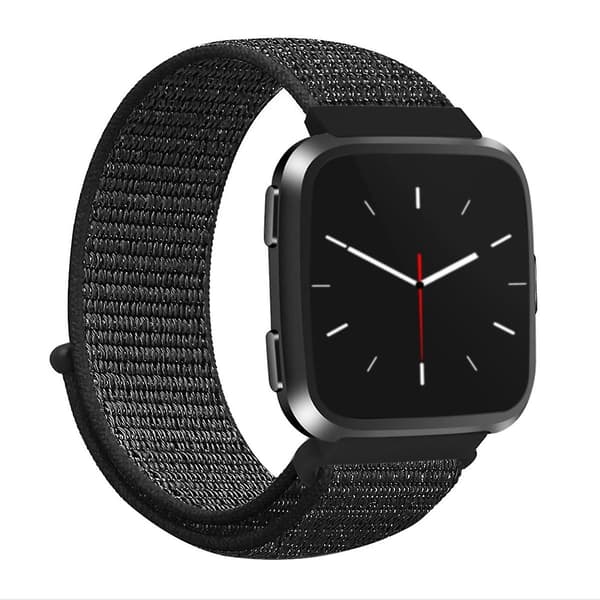 Sort Sort Nylonrem kompatibel med Fitbit Versa 1 / 2