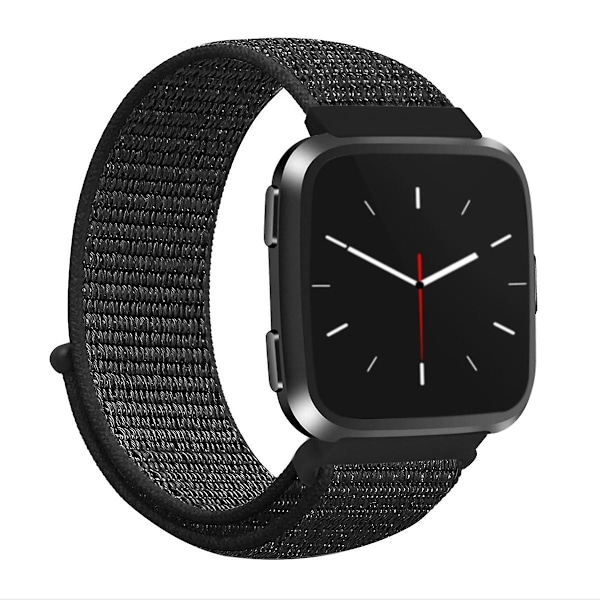 Svart Svart Nylonrem kompatibel med Fitbit Versa 1 / 2