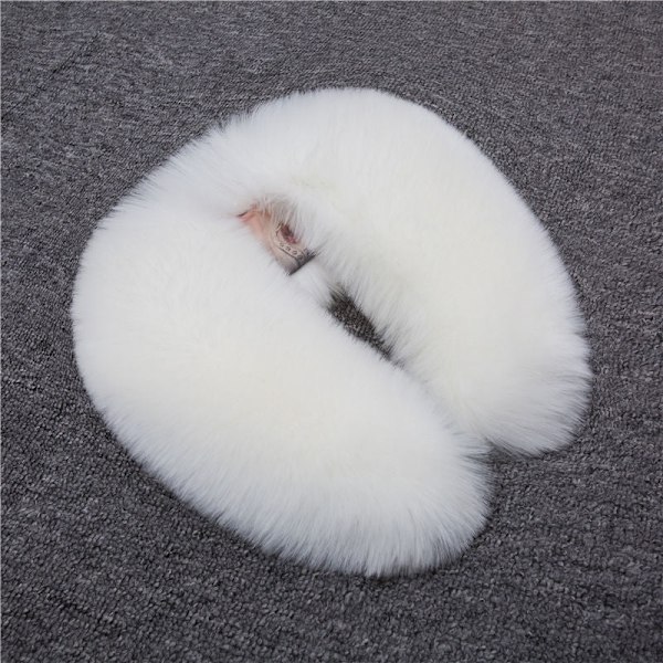 Dame falsk krage Avtakbar halv pelslue Stripete dunjakke White rounded 55cm