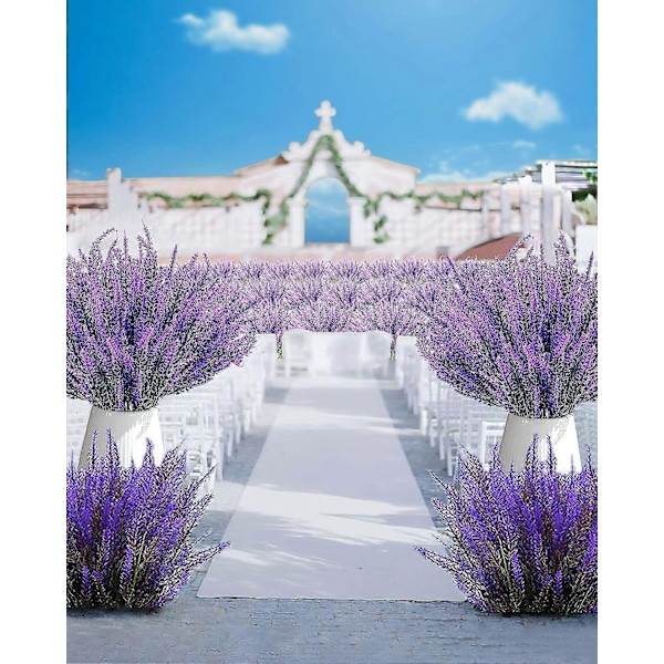 10 Bundter Kunstige Lavendelblomster Kunstige Blomster og Planter UV-bestandig Plastik Lilla Falsk til Boligindretning Forårshave Gård Bright Purple 8 Pcs