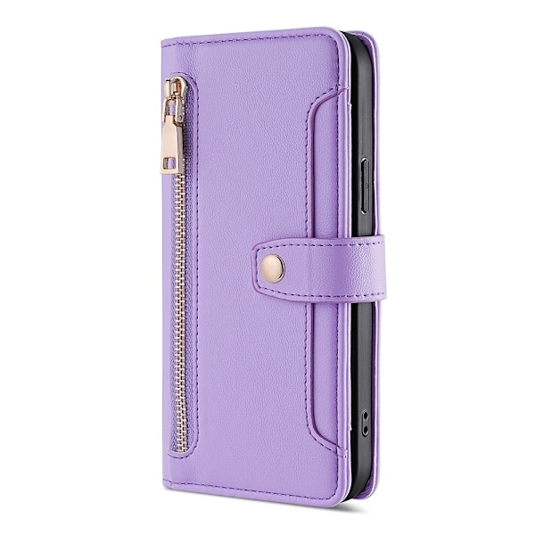 Fodral för iPhone 13pro MAX Lila (enkelt läderfodral) Flip Crossbody-rem